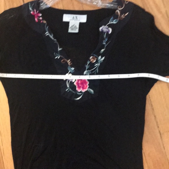 Armani Exchange A/X S vintage embroidered sheet lyocell black crop top! - Picture 12 of 12